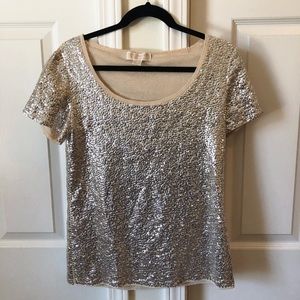 Michael Kors Designer Silver Sequin Top